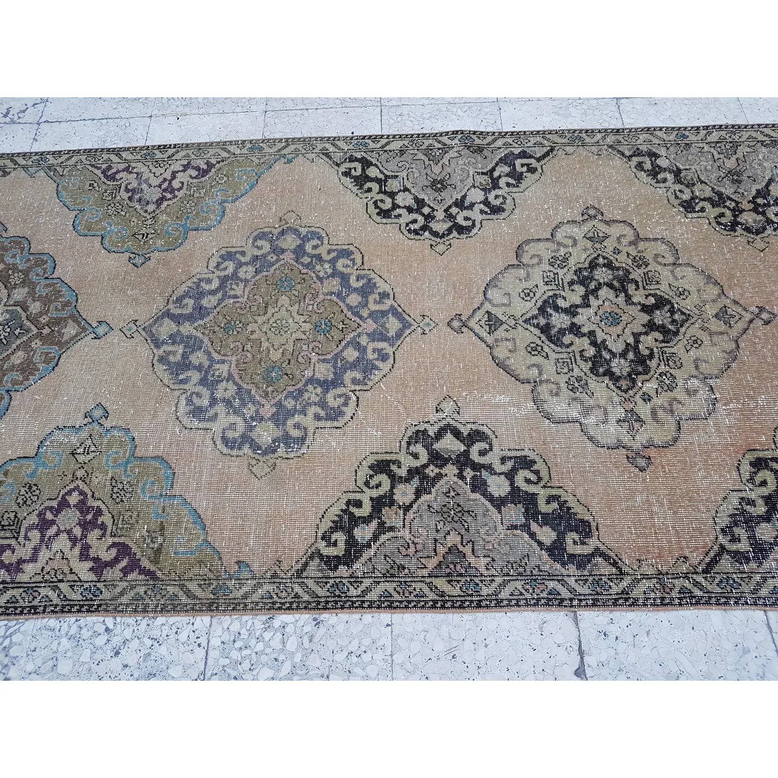 Vintage Turkish Anatolian Oushak Runner 3'8'' x 12'9''