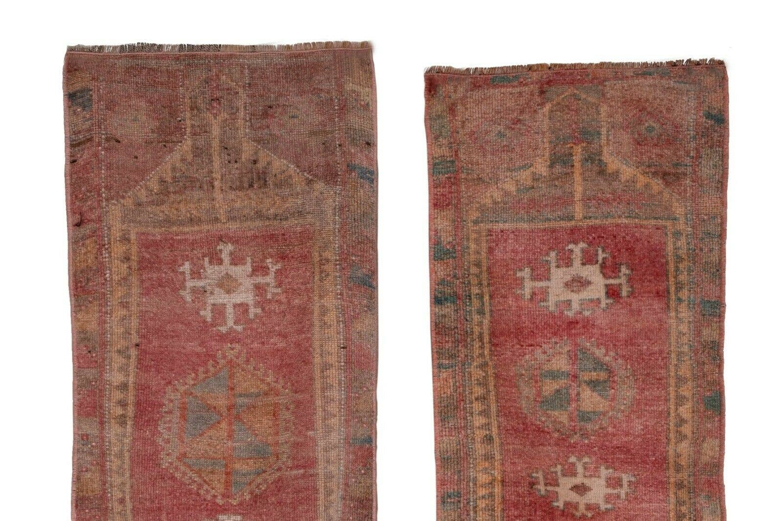 Vintage Oushak Yastik Rugs Set of 2 | 19'' x 42''