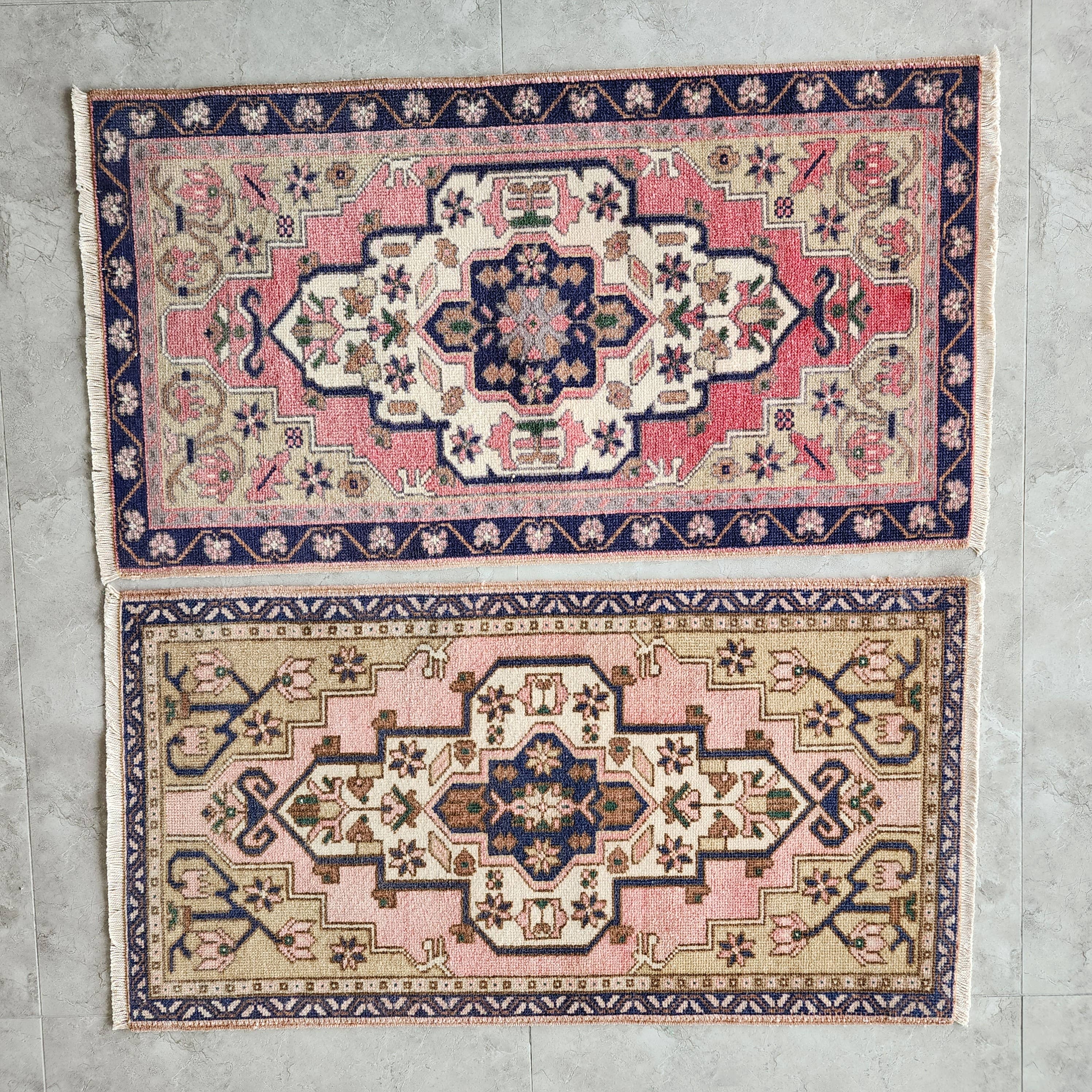 Vintage Oushak Yastik Rugs Set of 2 | 22'' x 40''