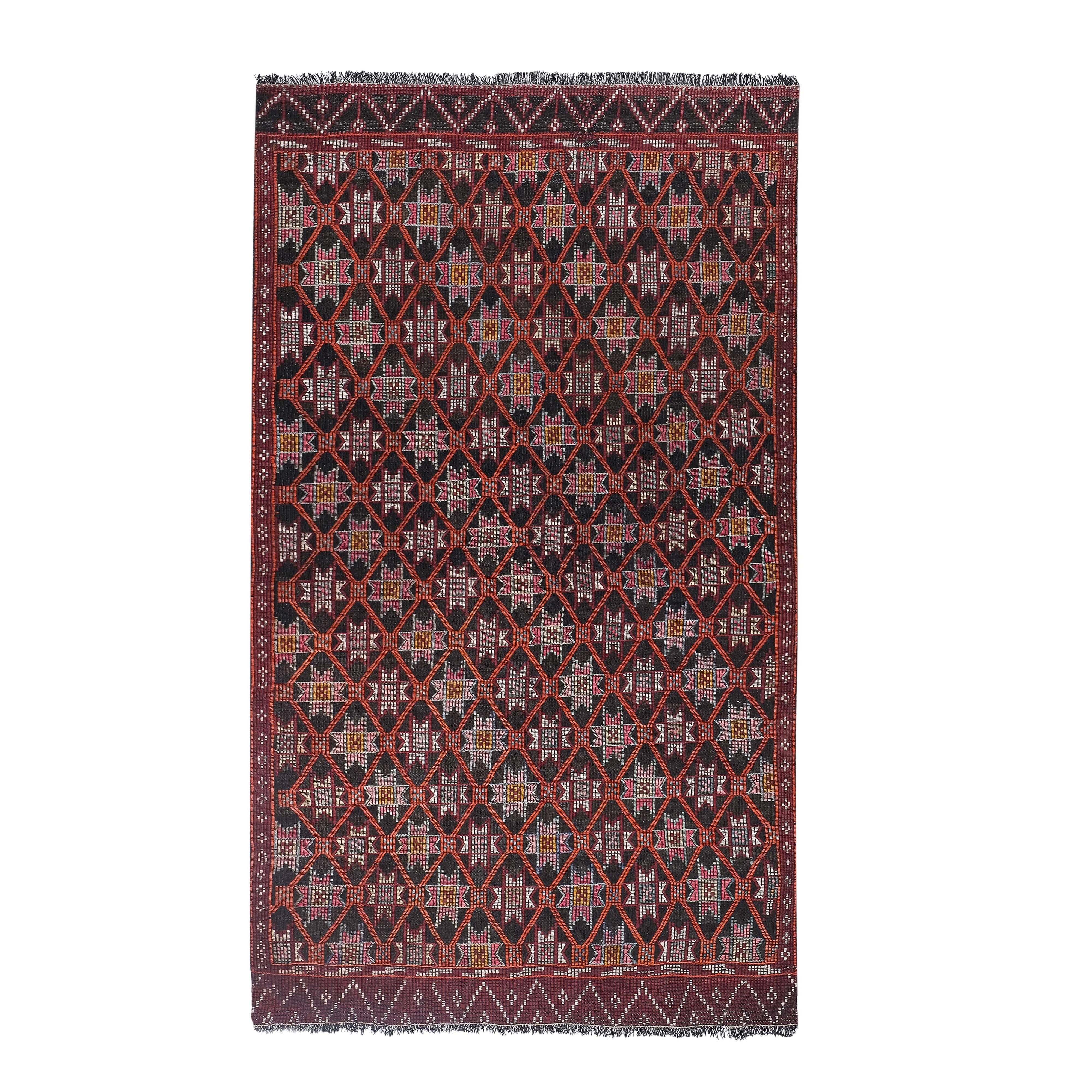 Vintage Turkish Jajim Rug 5'2'' x 8'9''