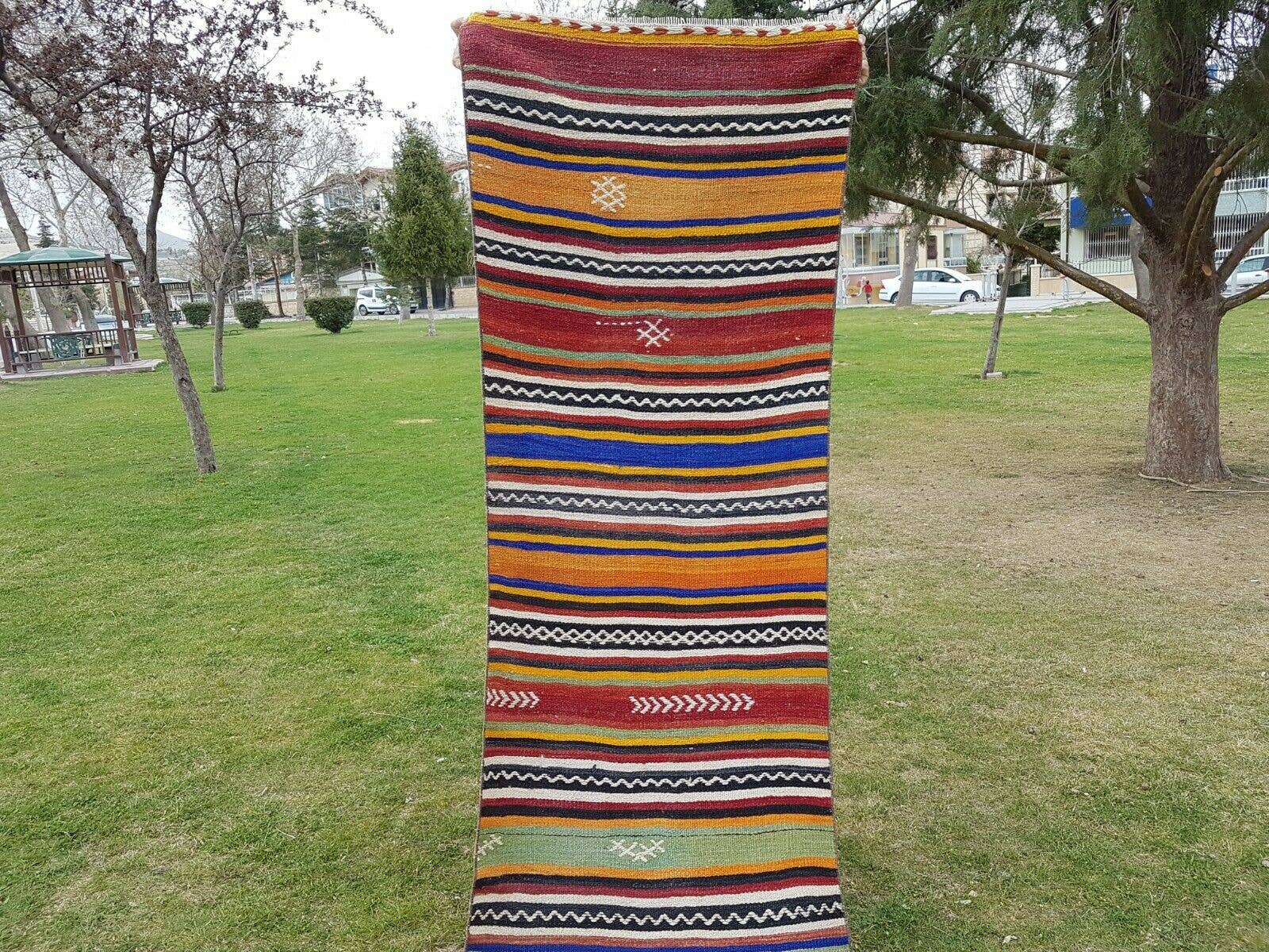 Vintage Turkish Kilim Runner 2'5'' x 21'4''
