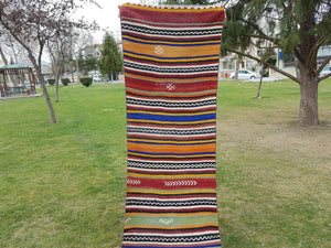 Vintage Turkish Kilim Runner 2'5'' x 21'4''