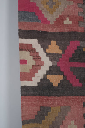 Vintage Turkish Kilim Runner 2'6'' x 21'1''