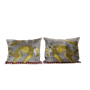 Silk Ikat Velvet Pillow Cover Set of 2 | 17'' x 22''