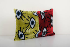 Silk Ikat Patchwork Velvet Pillow Cover | 16'' x 22''