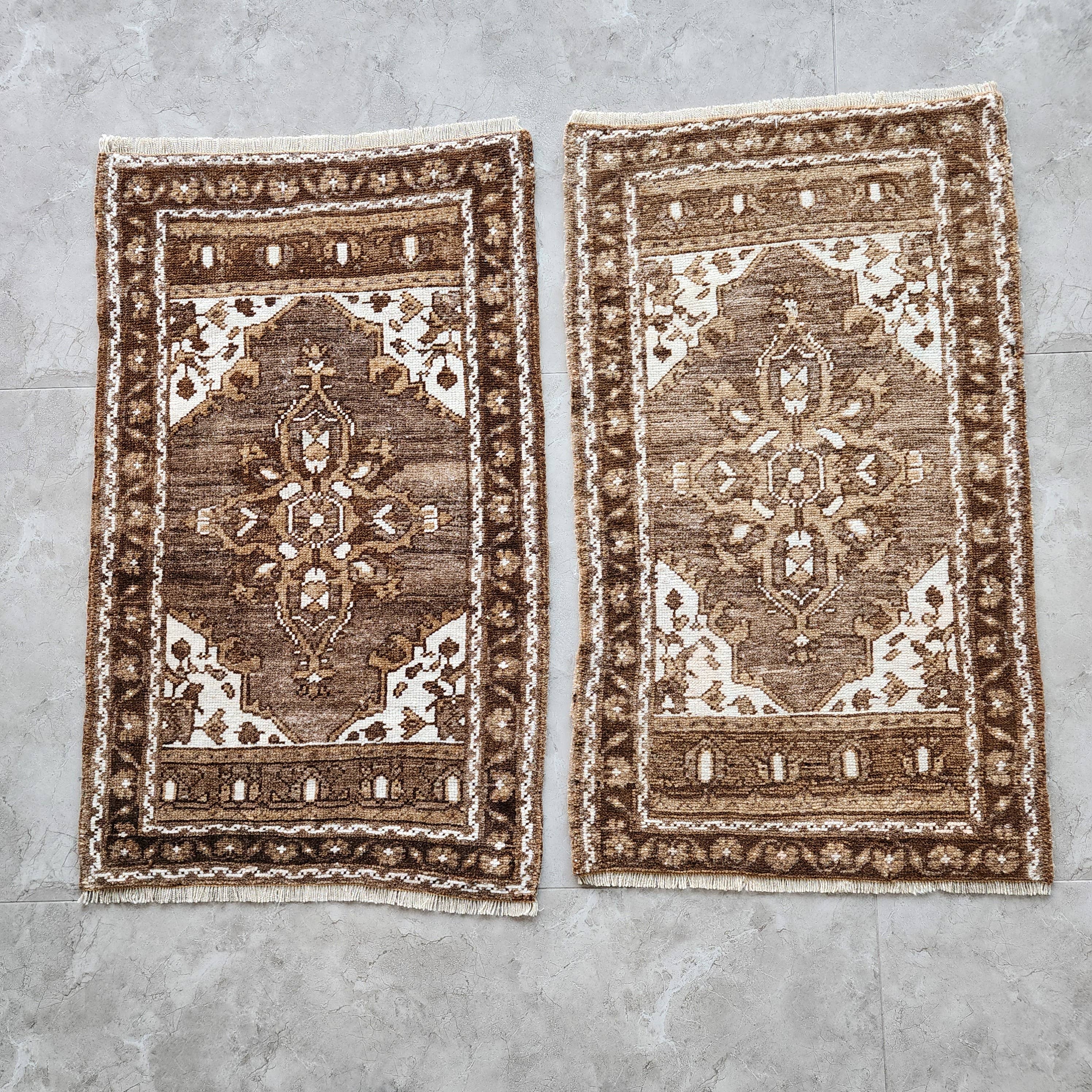Vintage Turkish Yastik Rugs Set of 2 | 21'' x 34''