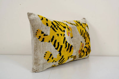 Tiger Silk Ikat Velvet Pillow Cover | 16'' x 22''