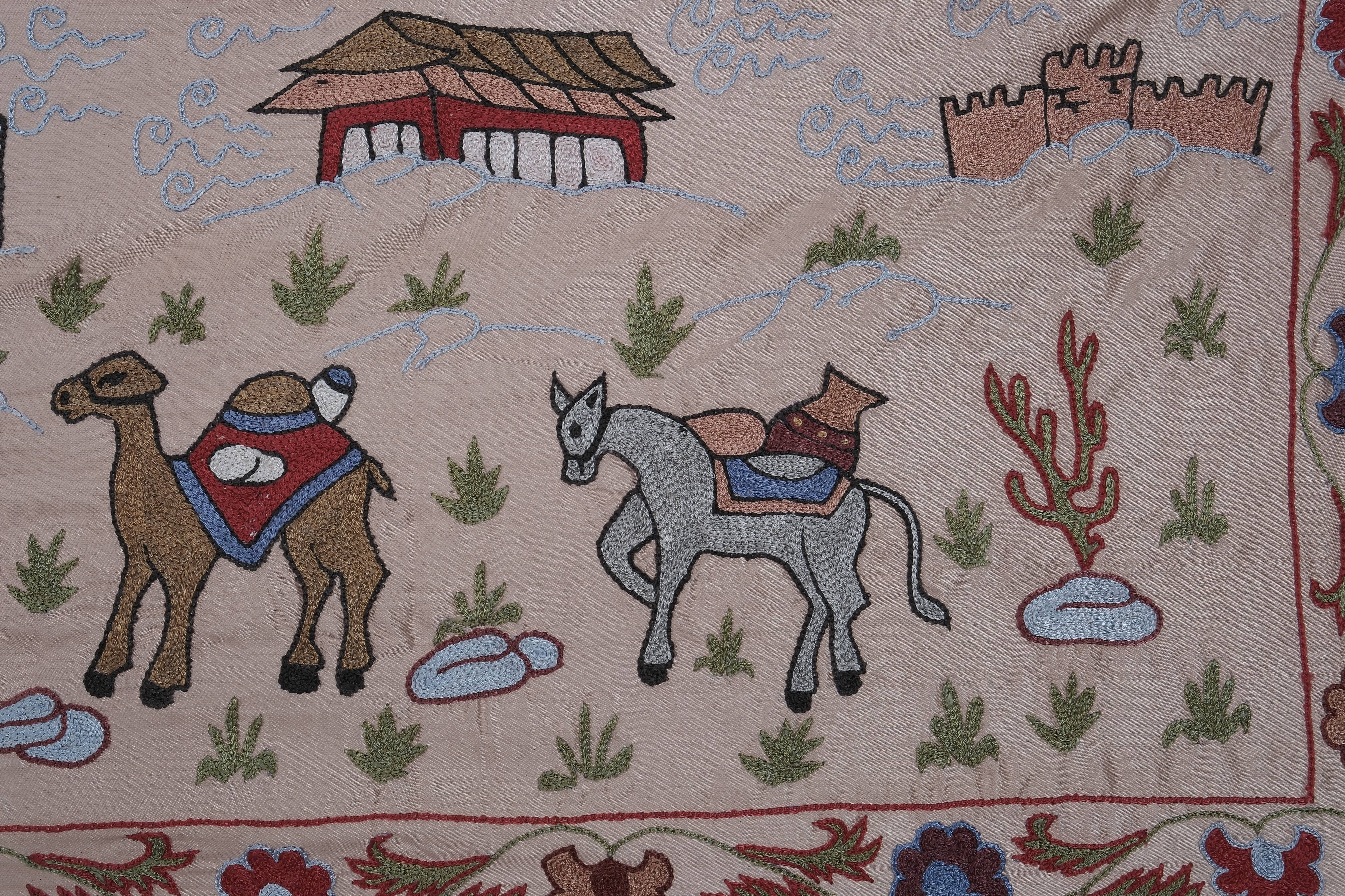 Silk Suzani Wall Hanging & Bedspread 1'8'' x 6'3''