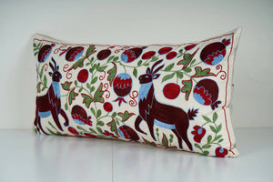 Deer Suzani Bedding Pillow Cover | 18'' x 34''