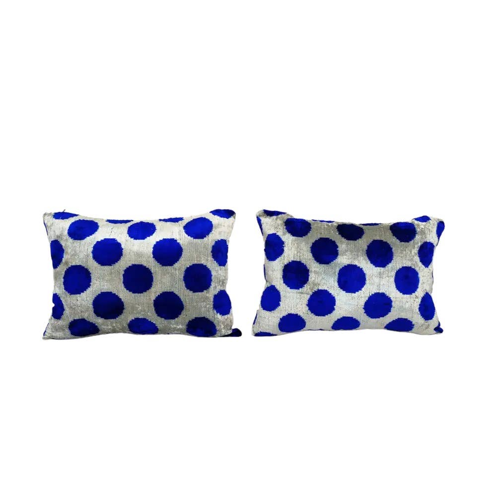 Silk Ikat Velvet Pillow Cover Set of 2 | 16'' x 22''