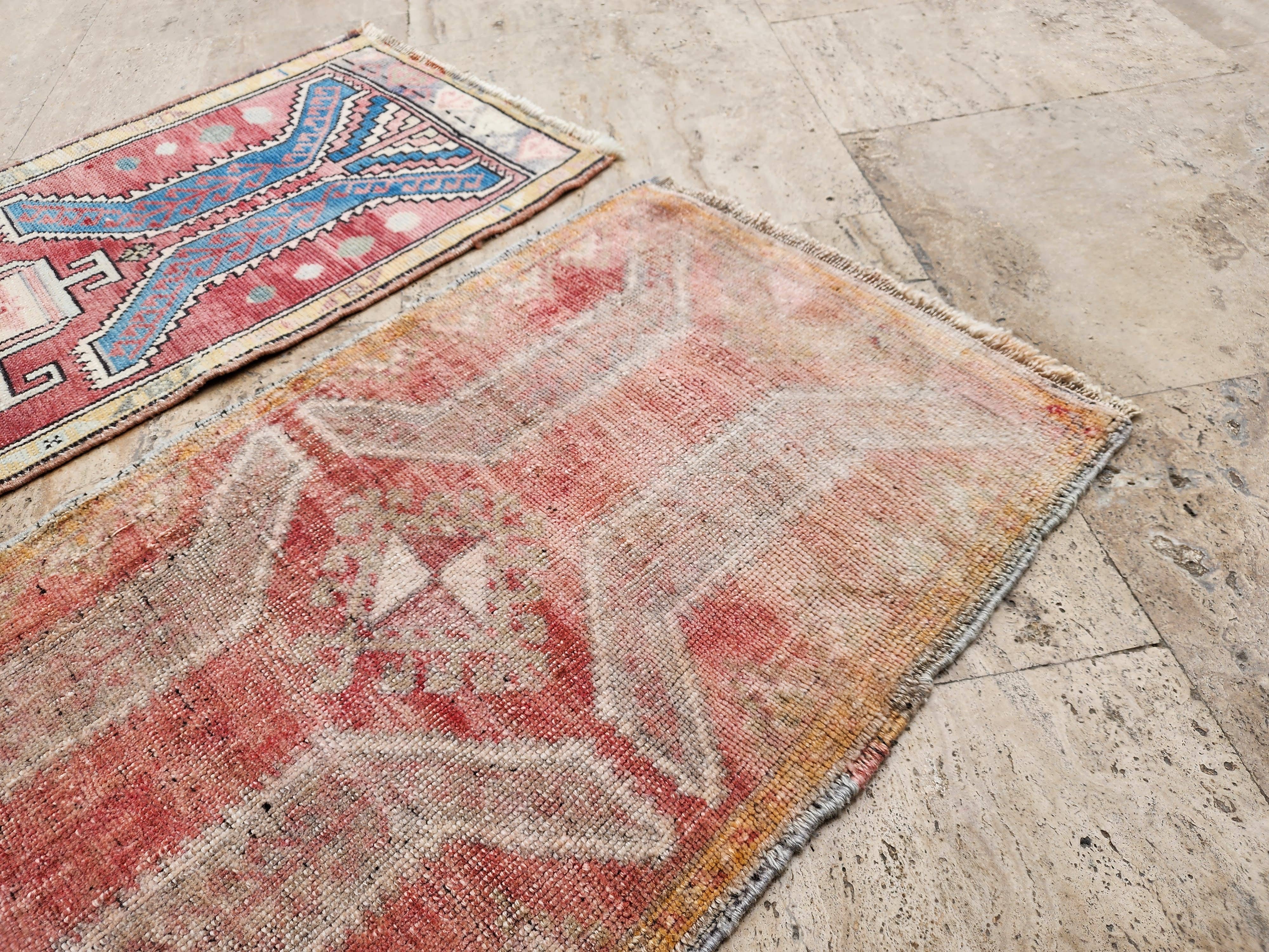 Vintage Turkish Yastik Rug Set of 2 | 1'9'' x 2'8'' & 1'8'' x 4'1''