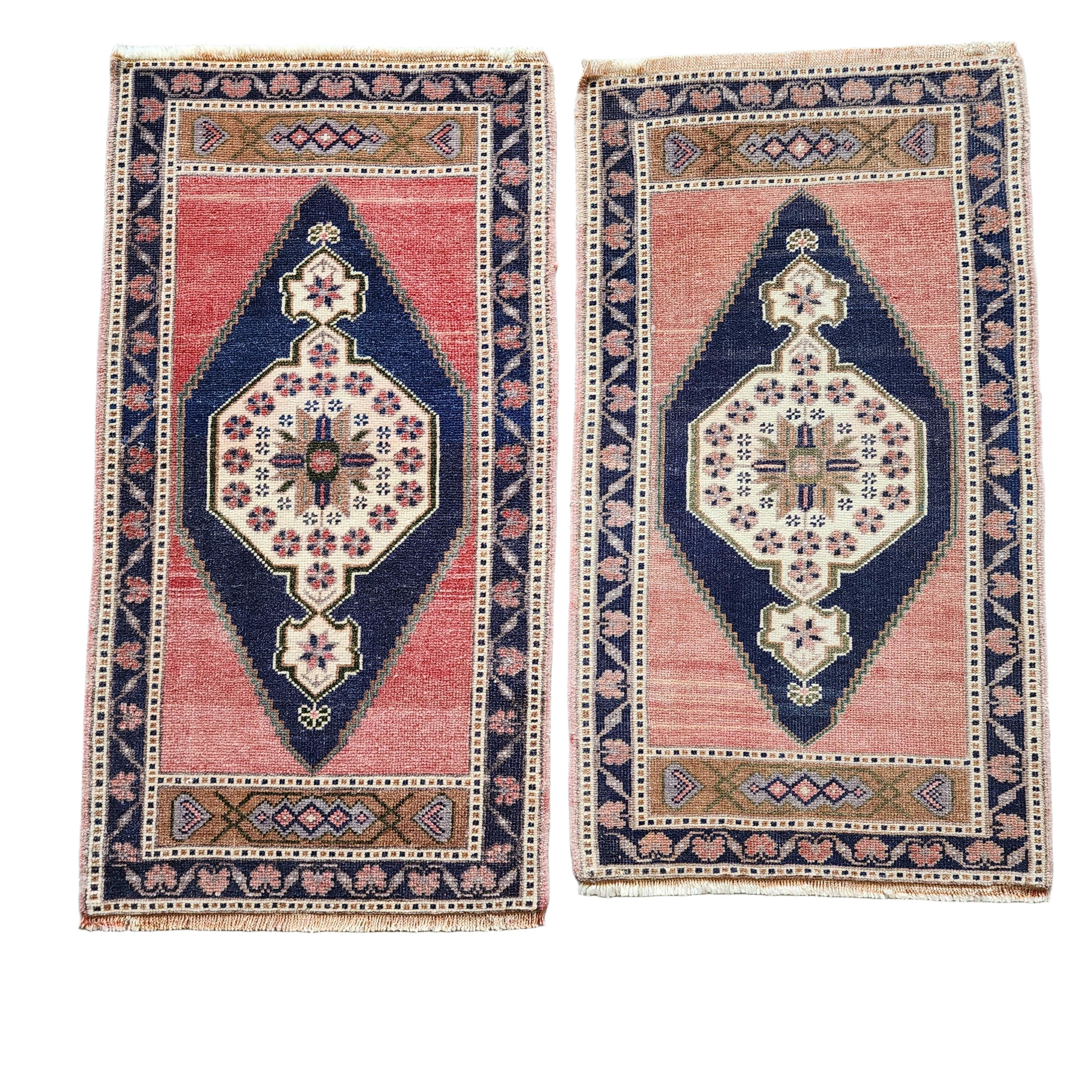 Vintage Oushak Yastik Rugs Set of 2 | 22'' x 41''