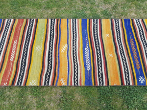 Vintage Turkish Kilim Runner 2'5'' x 21'4''