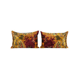 Silk Ikat Velvet Pillow Cover Set of 2 | 16'' x 24''