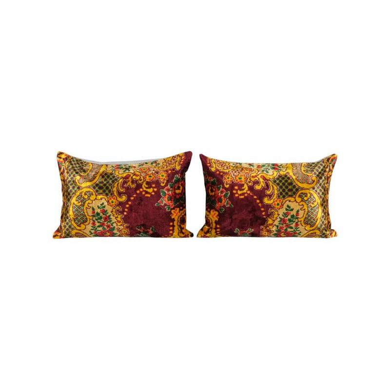 Silk Ikat Velvet Pillow Cover Set of 2 | 16'' x 24''