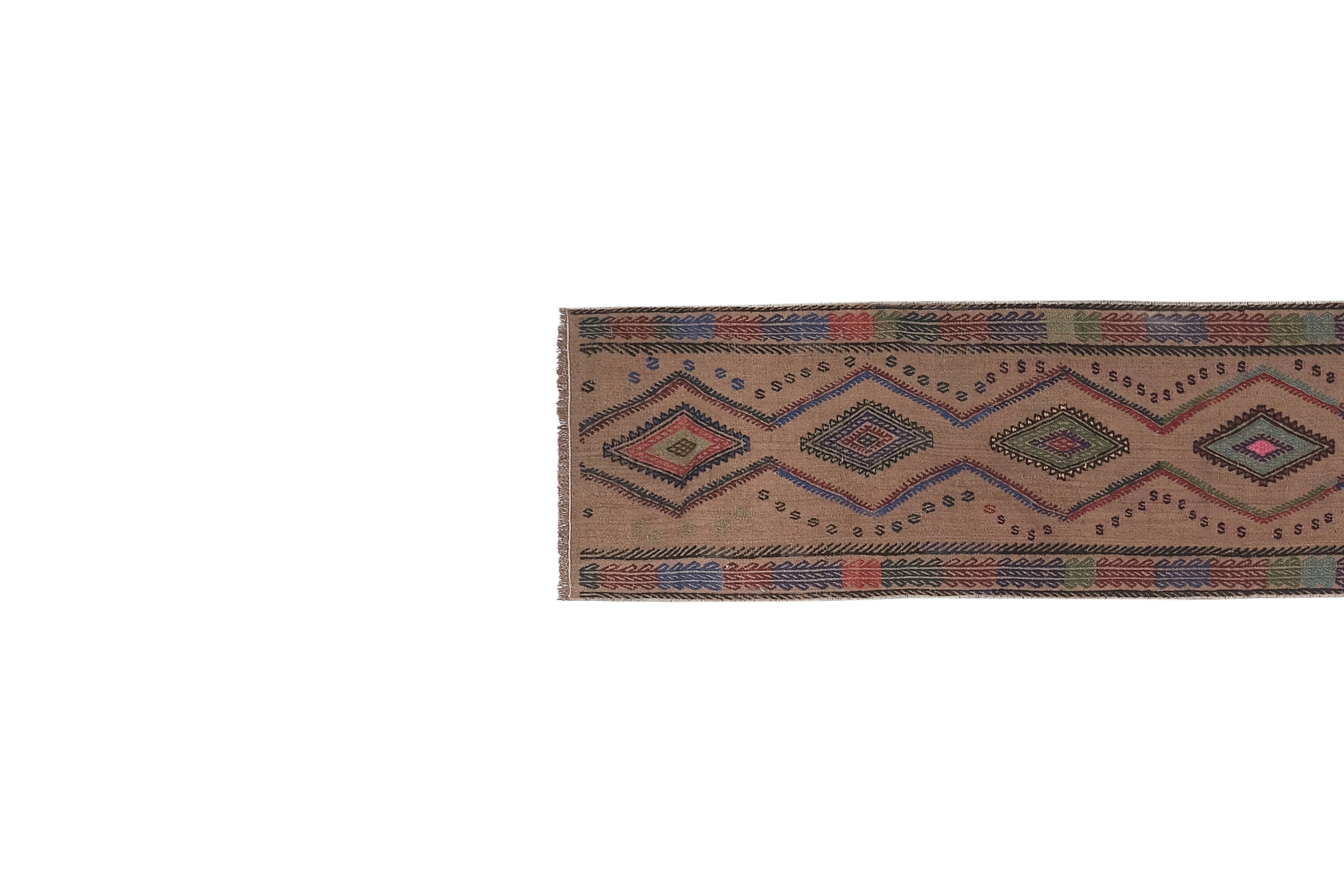 Vintage Turkish Kilim Runner 1'6'' x 13'2''