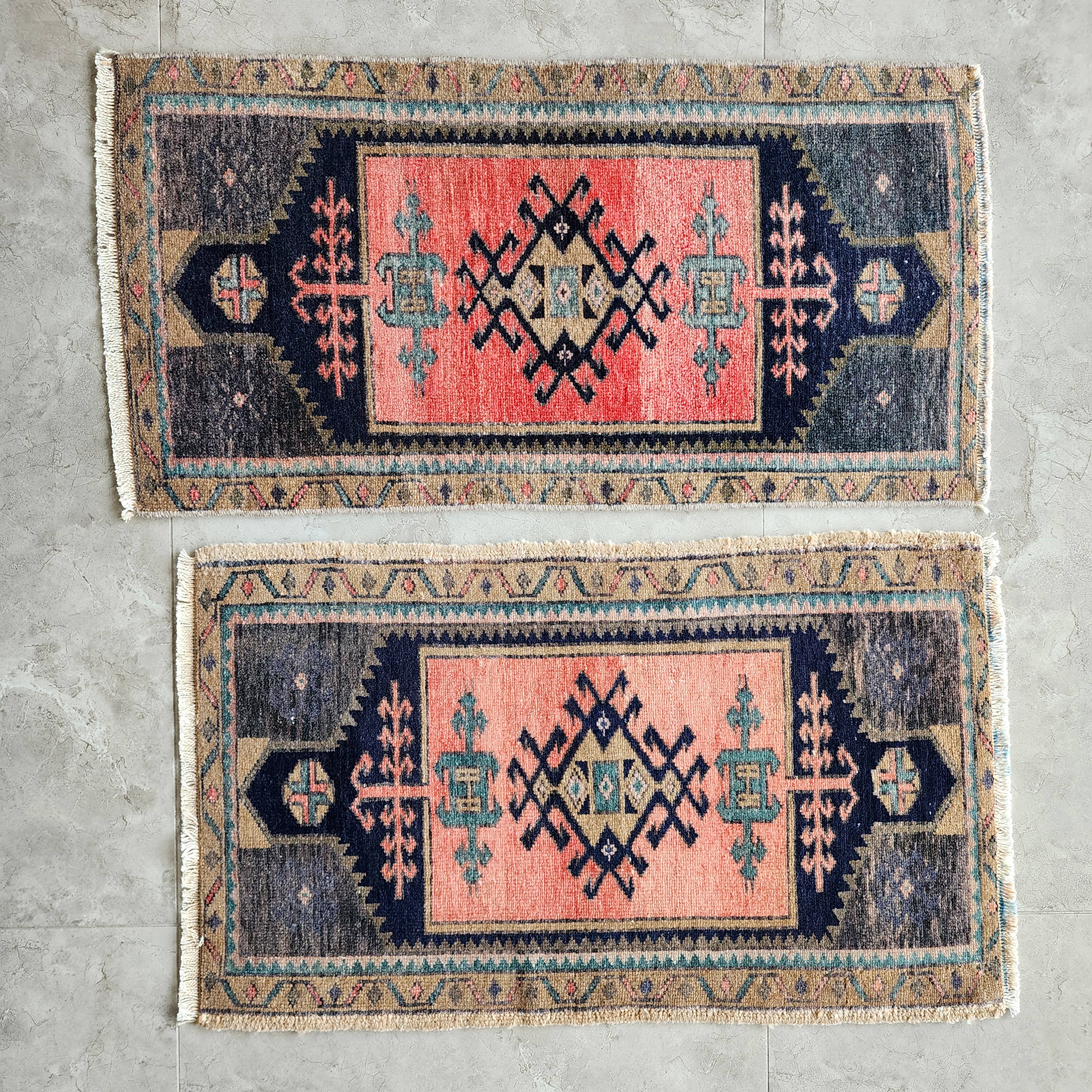 Vintage Turkish Yastik Rugs Set of 2 | 19'' x 32''