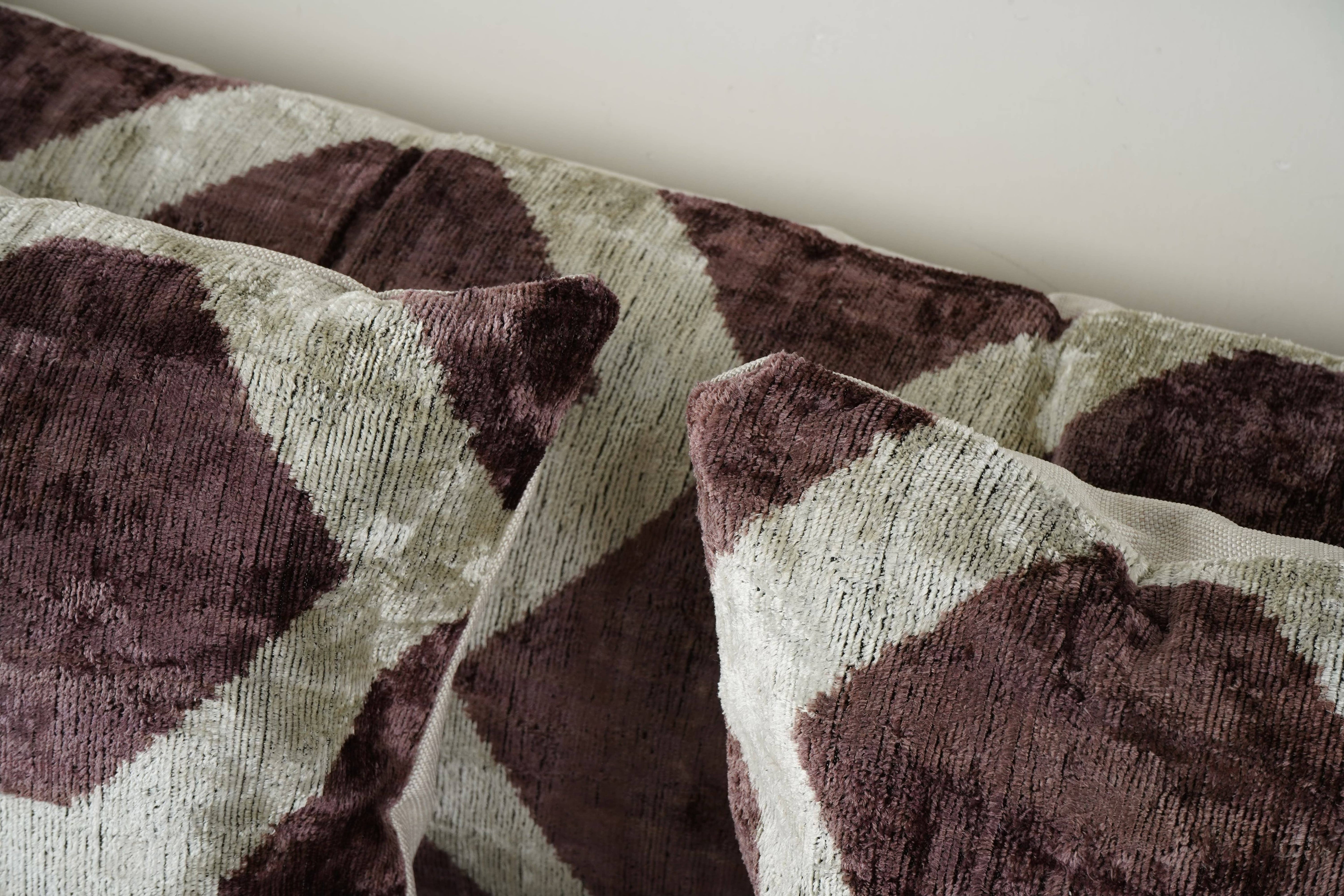 Silk Ikat Velvet Pillow Cover Set of 3 | 16'' x 24''