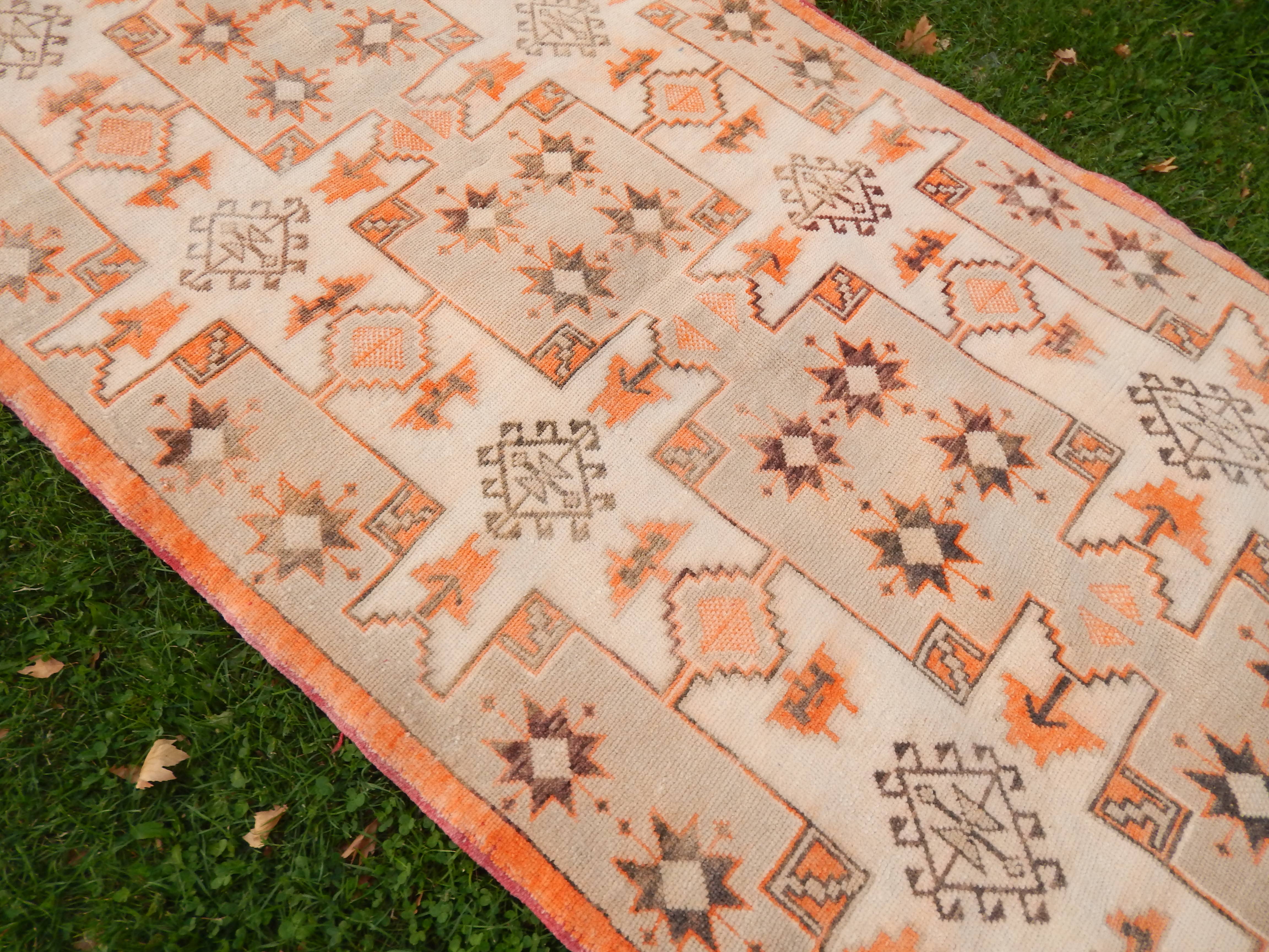 Vintage Turkish Tashpinar Oushak Rug 4'2'' x 8'6''