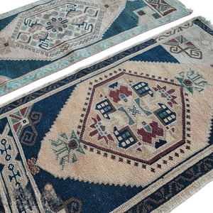 Vintage Turkish Yastik Rugs Set of 2 | 21'' x 37''