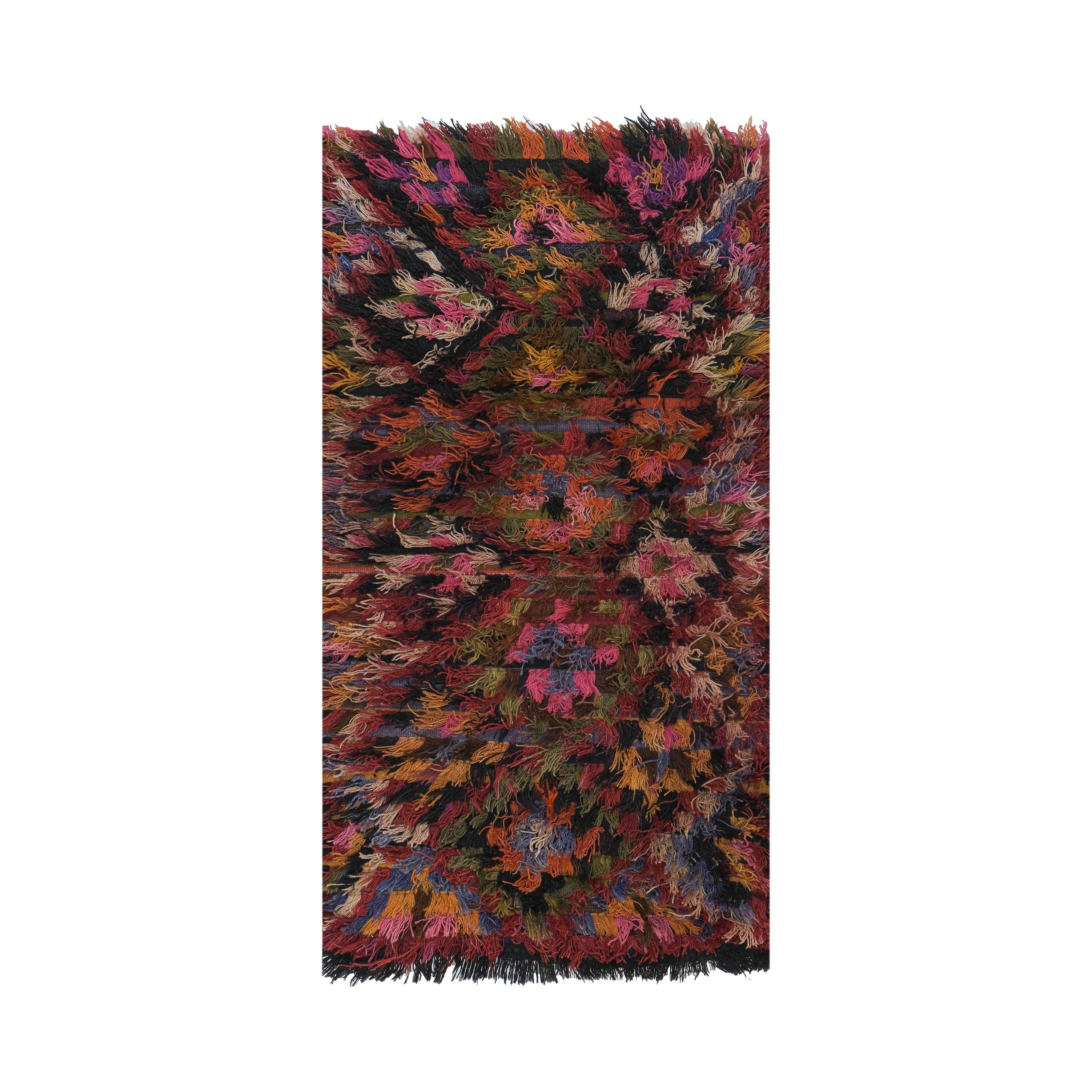 Vintage Turkish Shaggy Rug 3'1'' x 5'10''