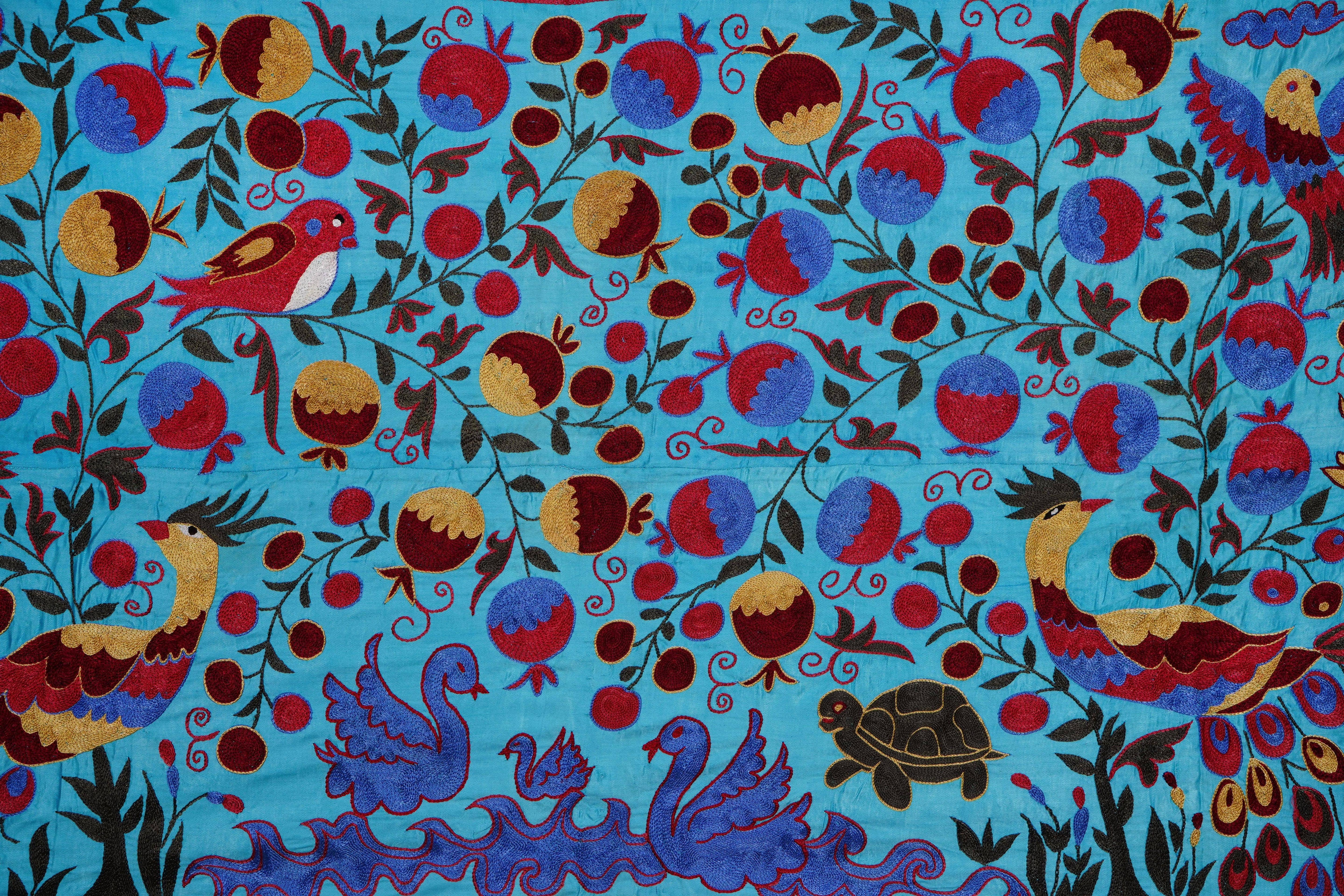Peacock Suzani Wall Hanging & Bedspread | 3'4'' x 6'