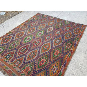 Vintage Turkish Kilim Rug 6'1'' x 7'5''