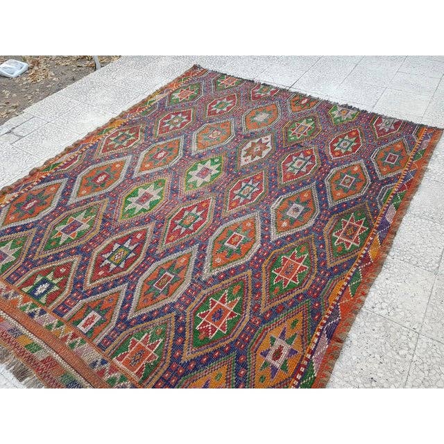Vintage Turkish Kilim Rug 6'1'' x 7'5''