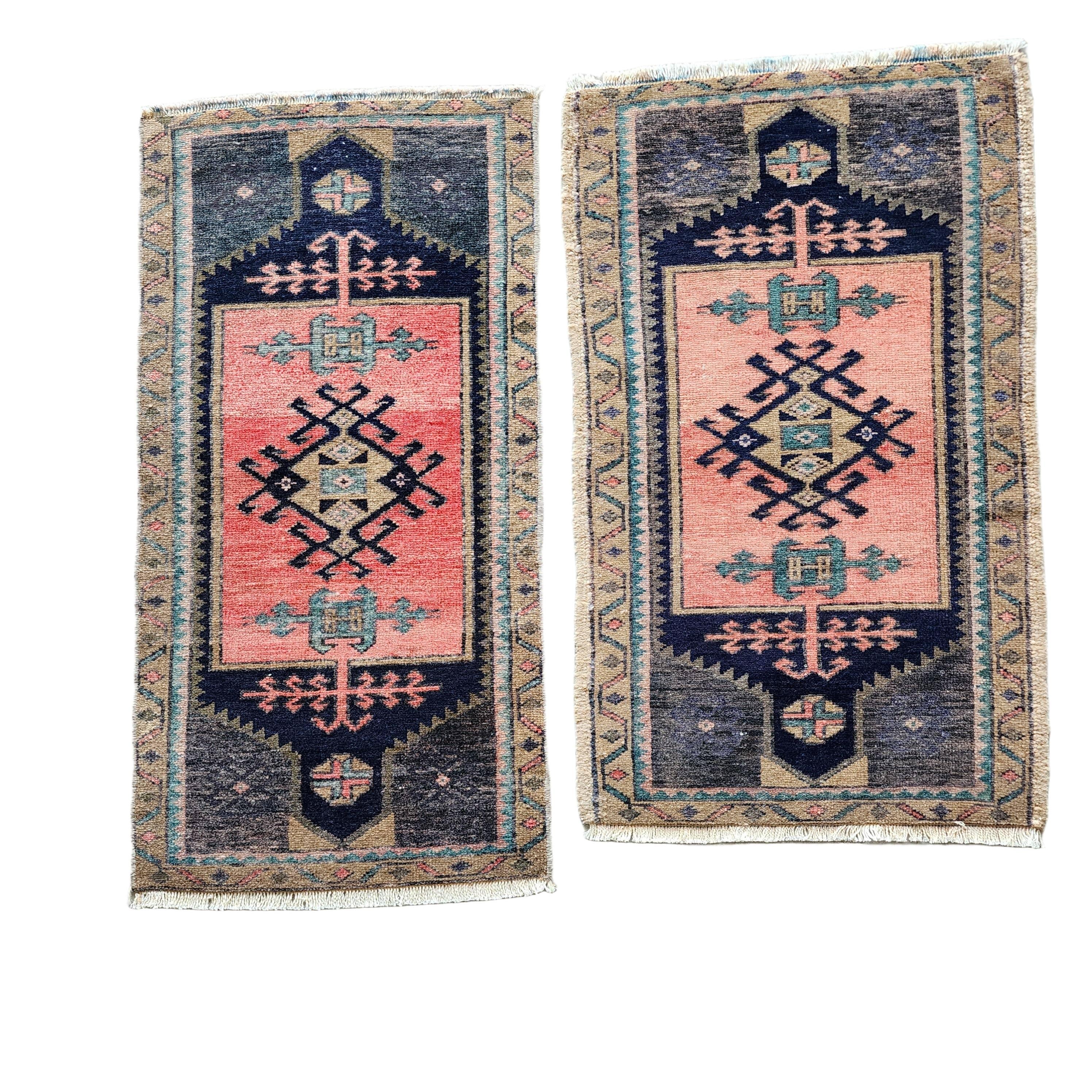 Vintage Turkish Yastik Rugs Set of 2 | 19'' x 32''