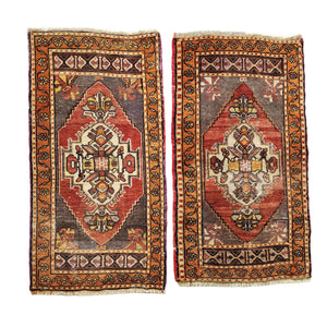Vintage Oushak Yastik Rugs Set of 2 | 19'' x 36''