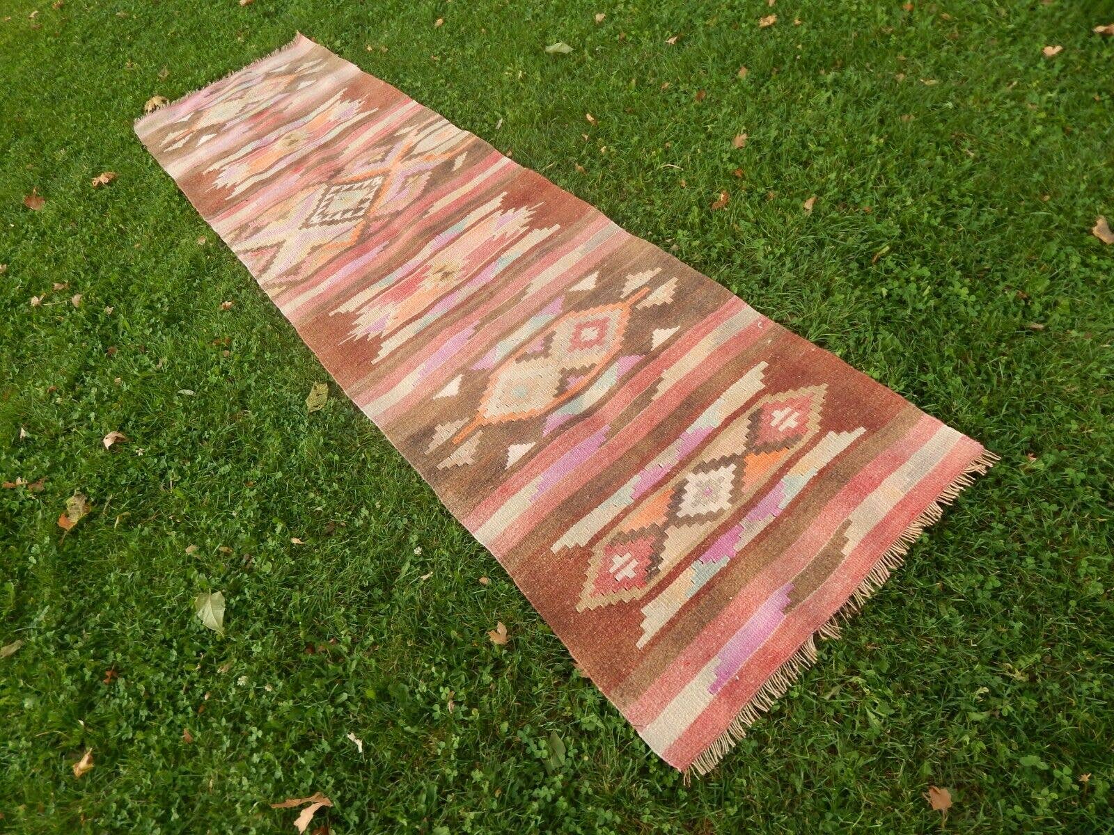 Vintage Kurdish Kilim Runner 2'7'' x 9'9''