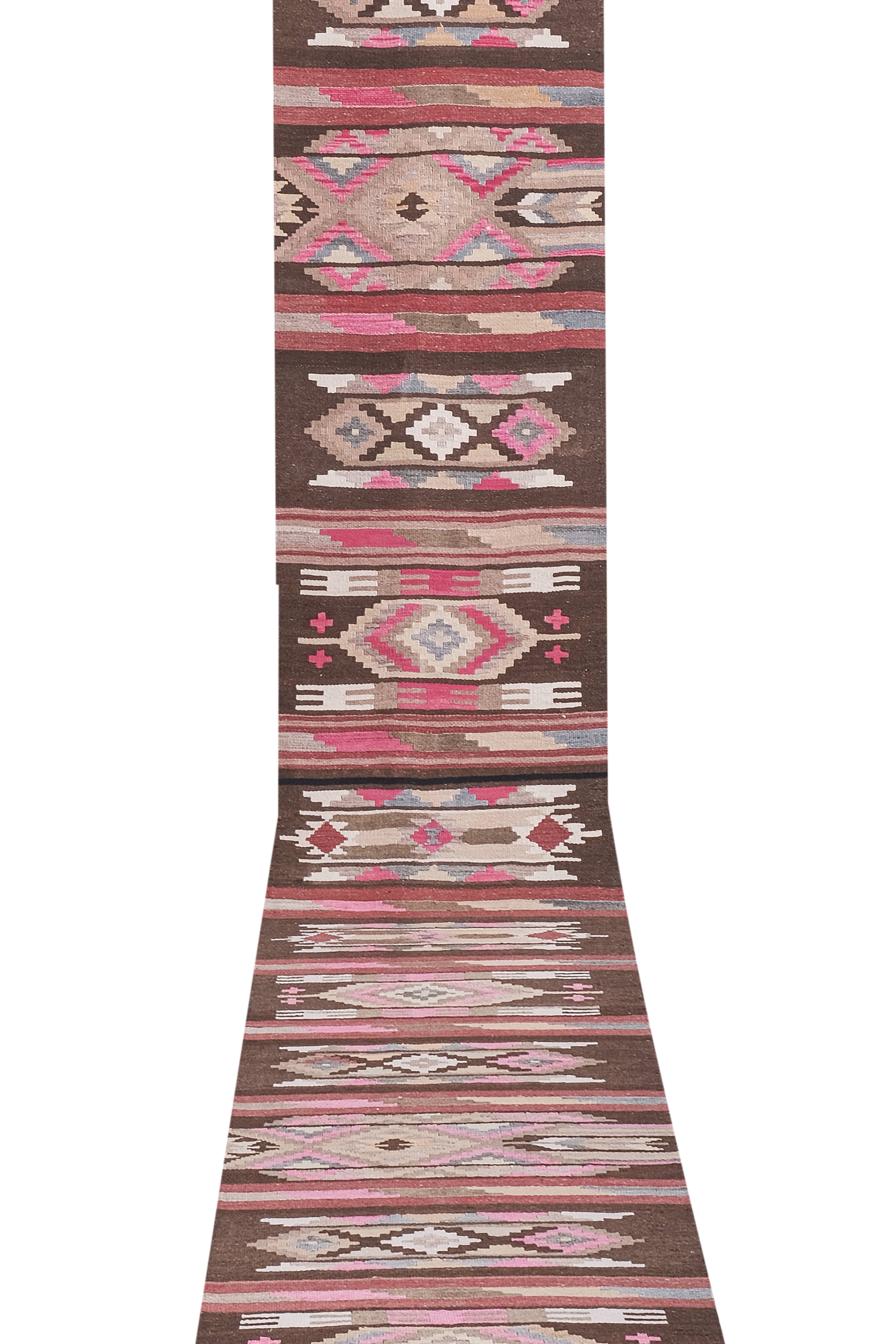 Vintage Turkish Kilim Runner 2'6'' x 20'6''