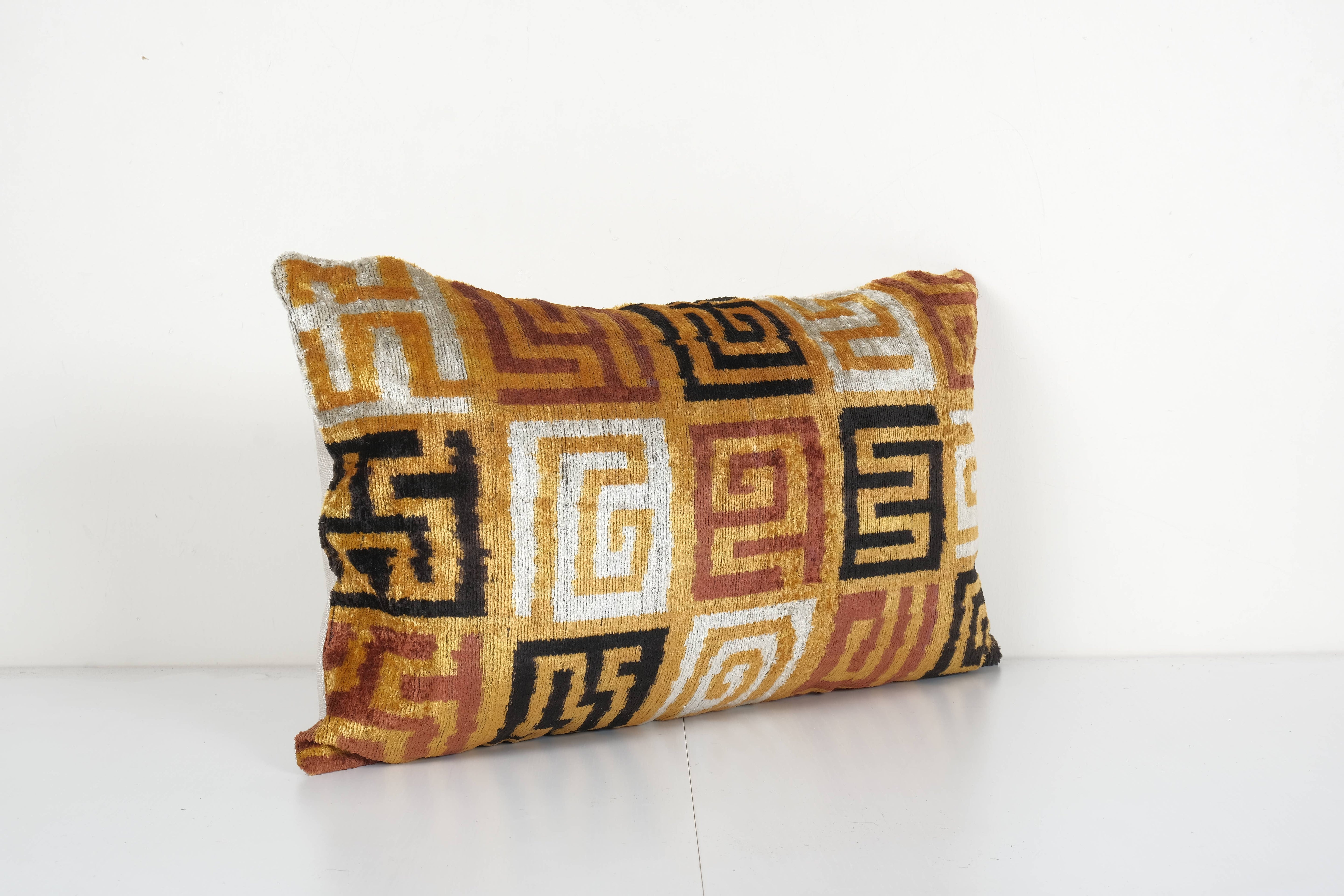 Silk Ikat Velvet Pillow Cover | 15'' x 25''
