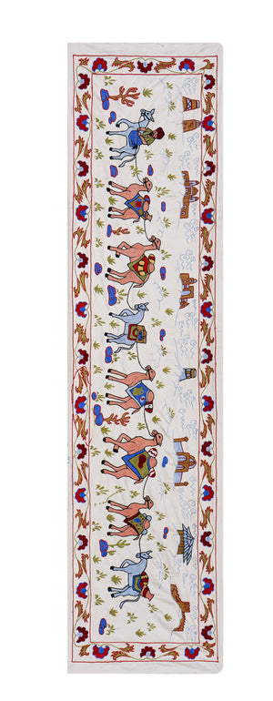 Hand-Embroidered Suzani Wall Hanging & Bedspread 1'8'' x 6'1''