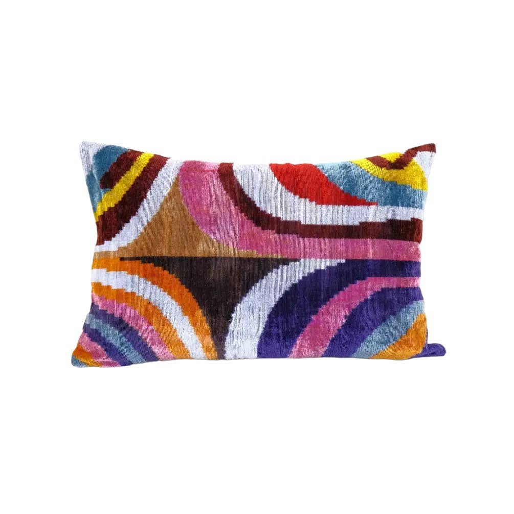 Silk Ikat Velvet Pillow Cover Set of 2 | 15'' x 23''