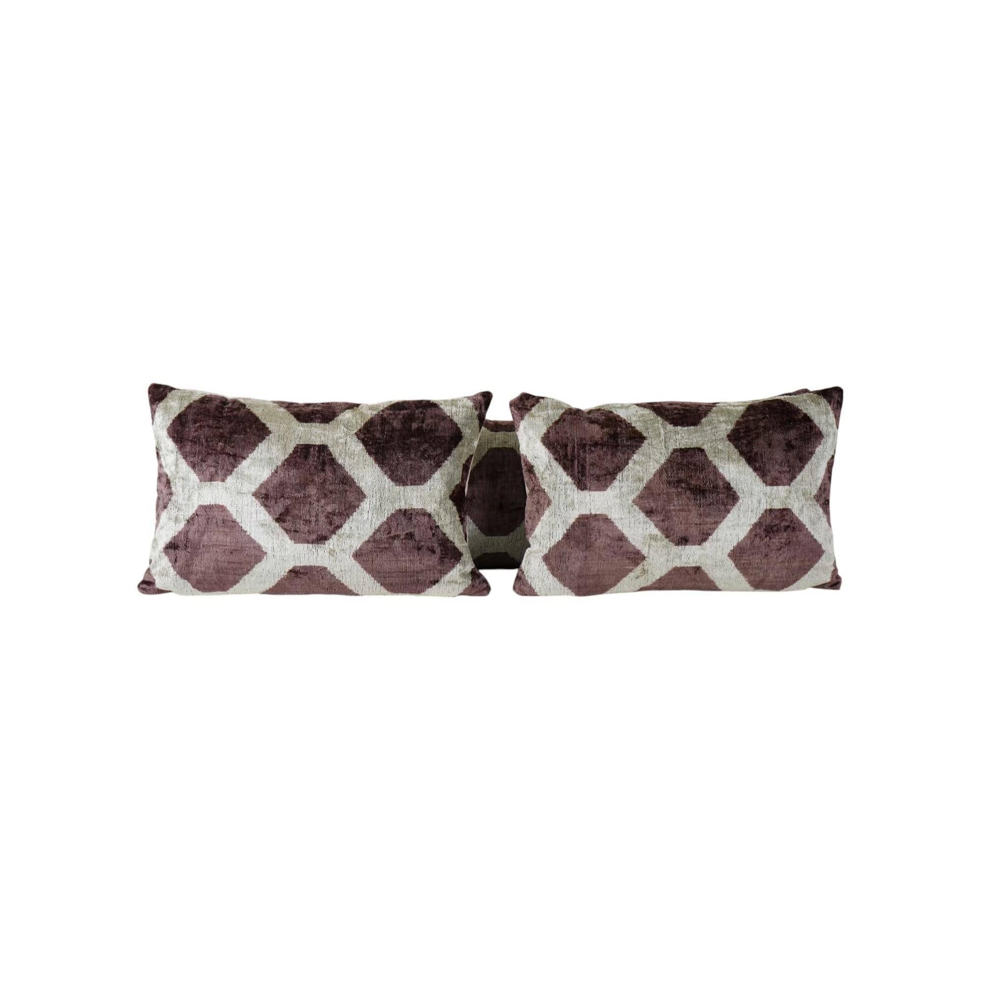 Silk Ikat Velvet Pillow Cover Set of 3 | 16'' x 24''