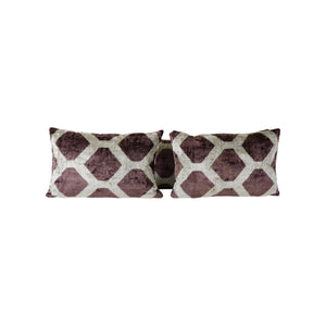 Silk Ikat Velvet Pillow Cover Set of 3 | 16'' x 24''