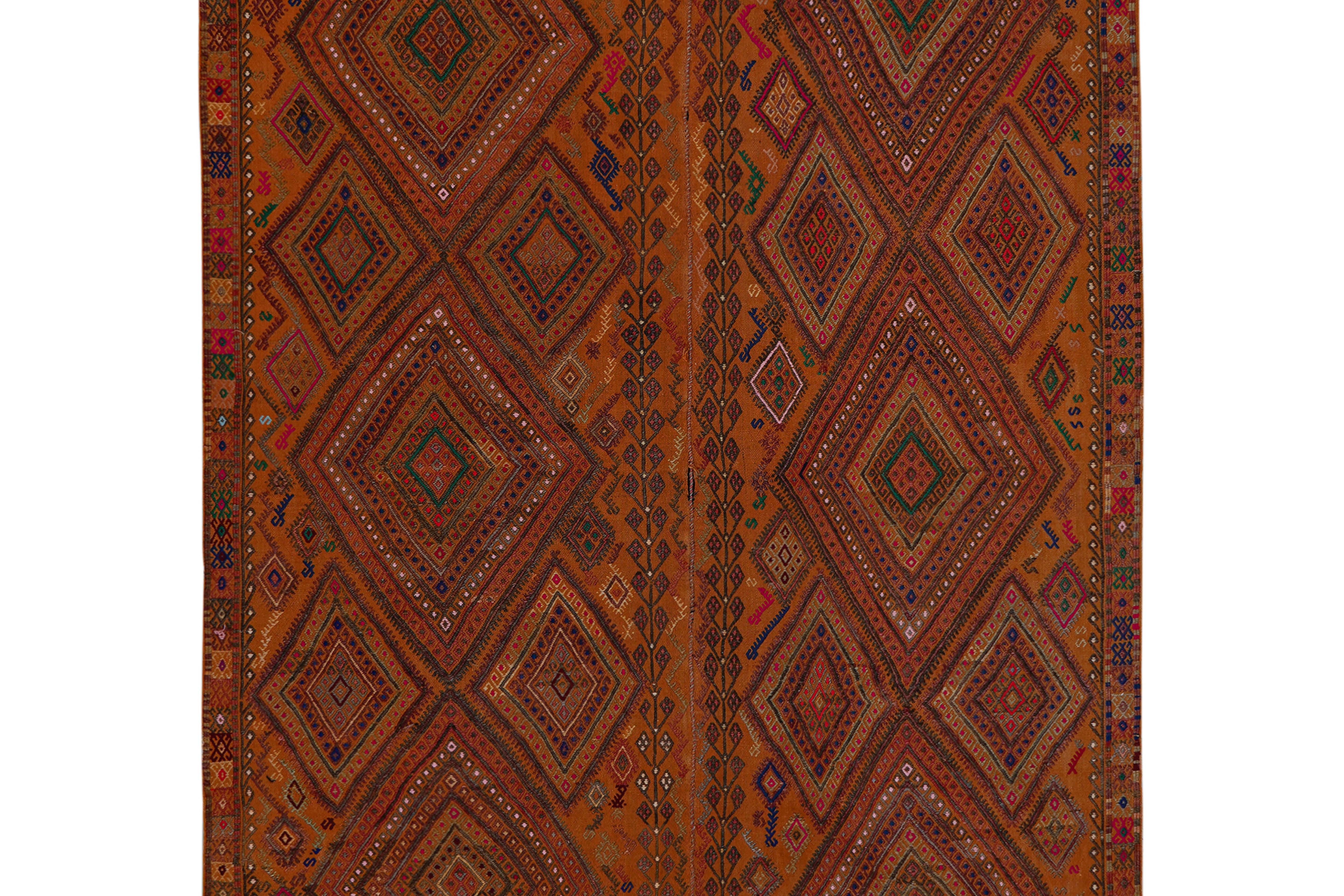 Vintage Turkish Karapinar Kilim Rug 5'5'' x 8'3''