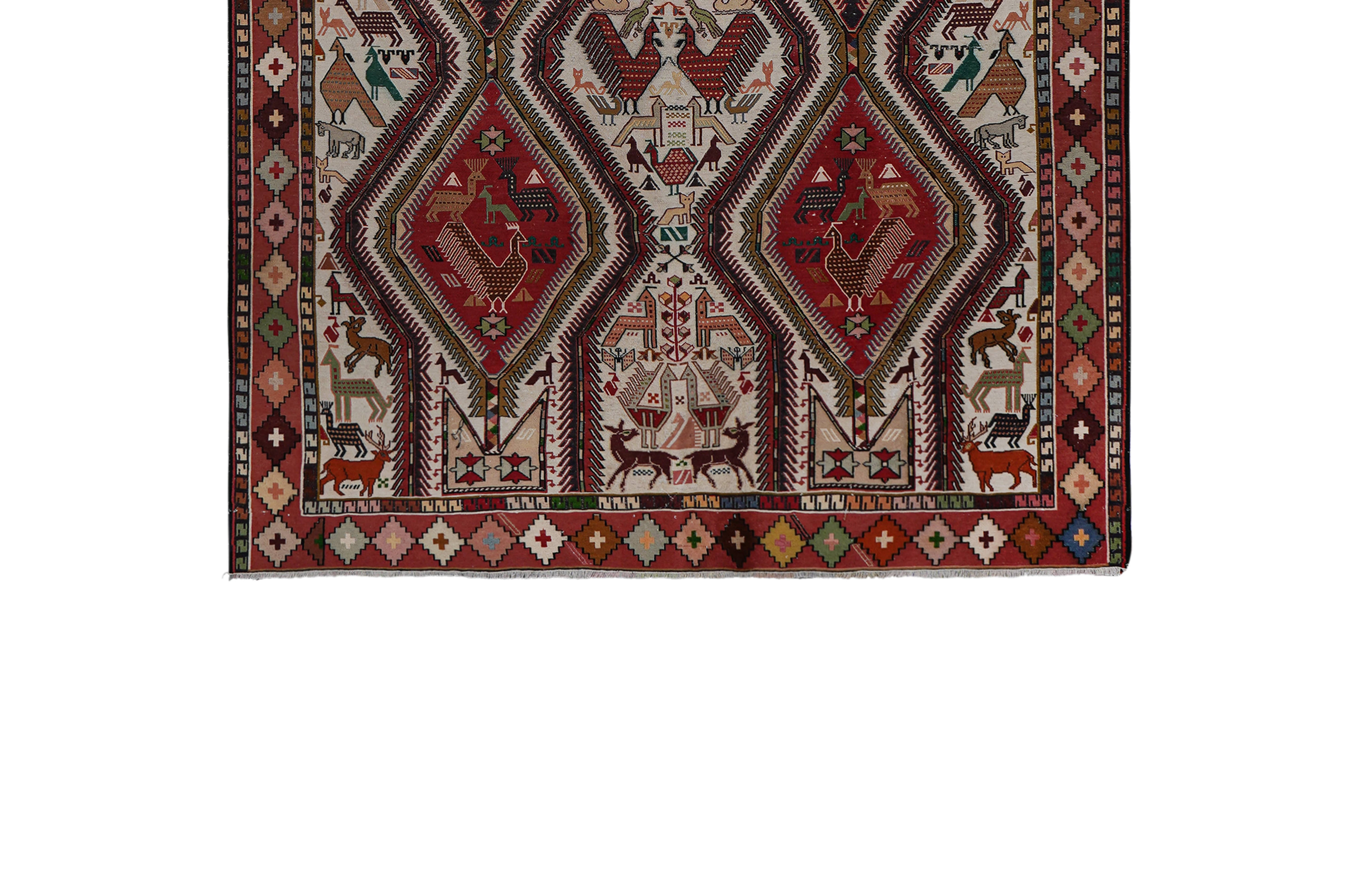 Vintage Turkish Soumac Kilim Rug 6'2'' x 9'5''