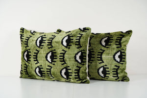 Silk Ikat Velvet Pillow Cover Set of 2 | 16'' x 24''