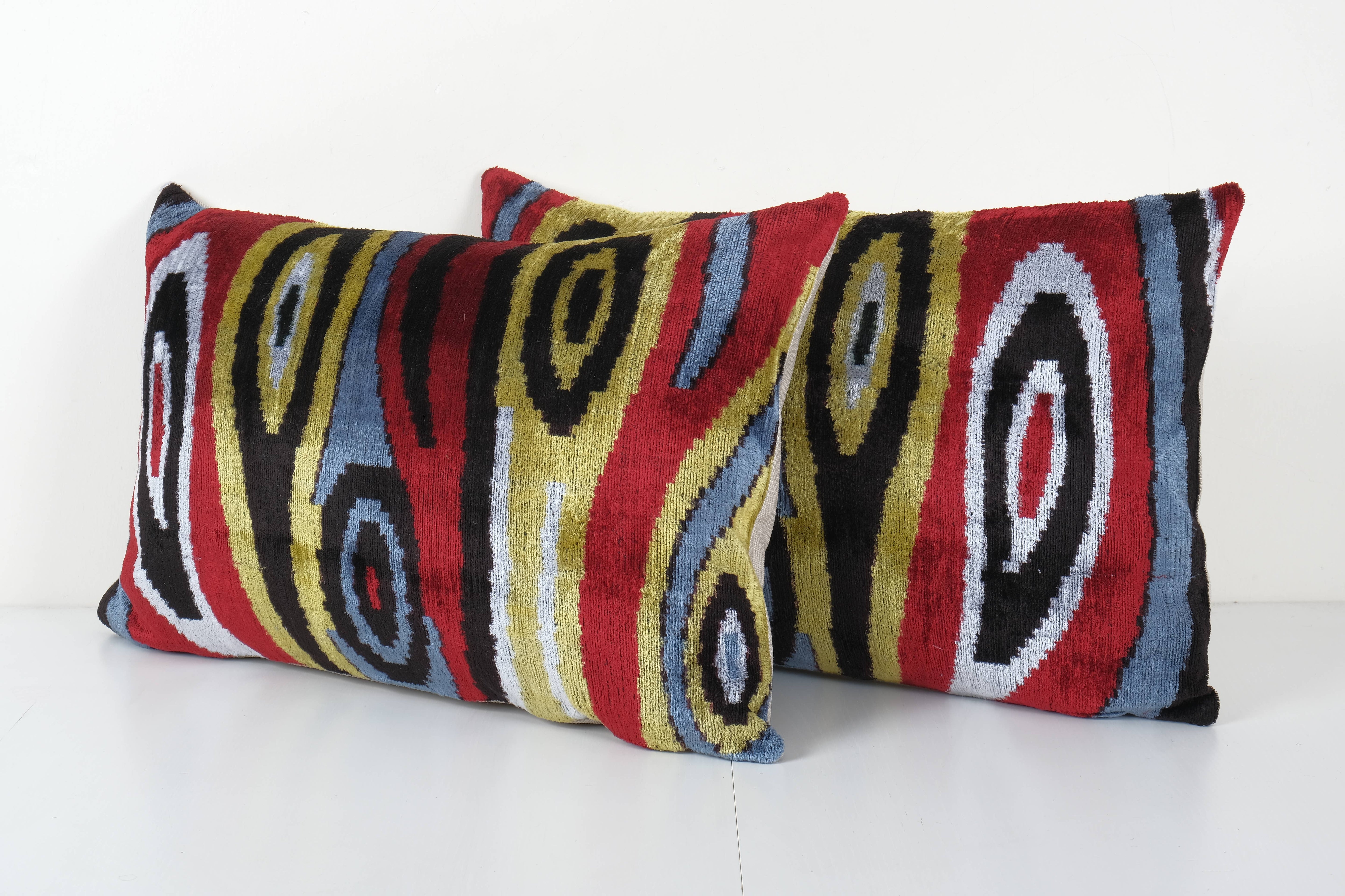 Silk Ikat Velvet Pillow Cover Set of 2 | 16'' x 24''