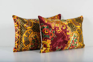 Silk Ikat Velvet Pillow Cover Set of 2 | 16'' x 24''
