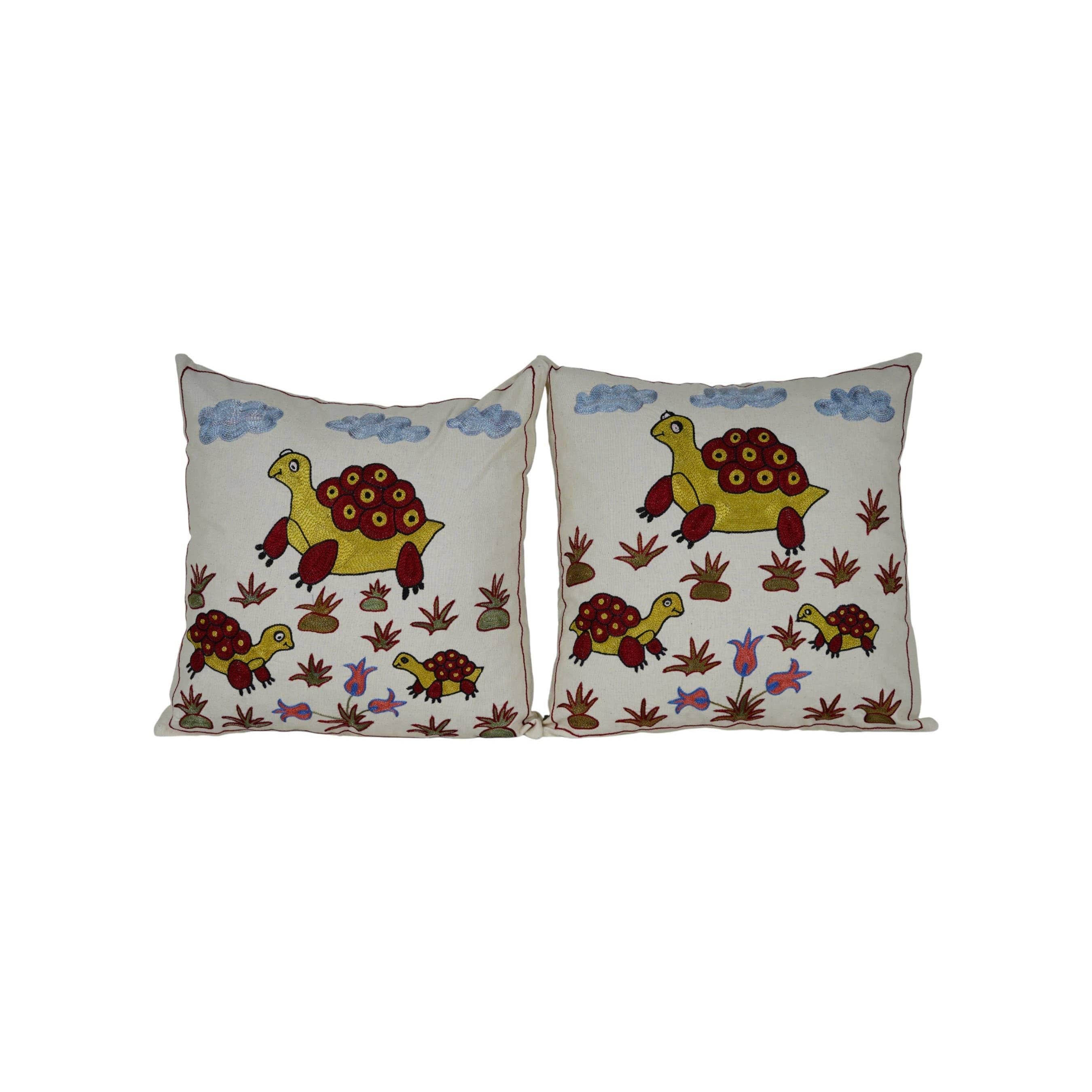 Turtle Suzani Pillow Cover Set of 2 | 19'' x 19''
