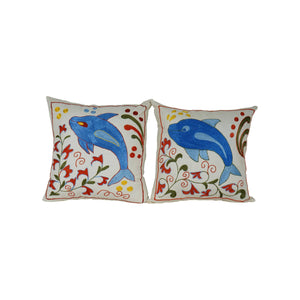 Fish Suzani Pillow Cover Set of 2 | 18'' x 18''