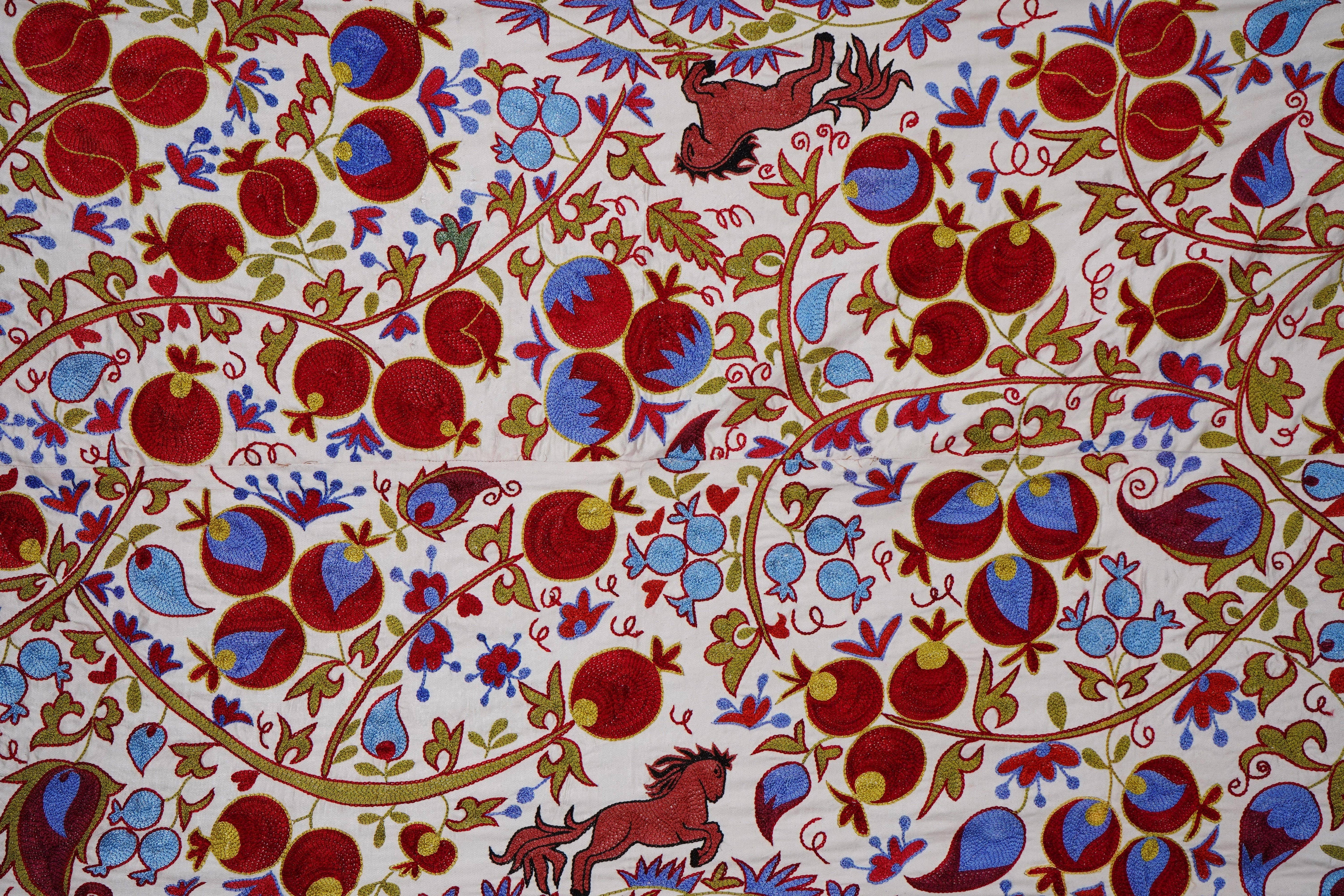 Horse Suzani Wall Hanging & Bedspread | 3'3'' x 6'