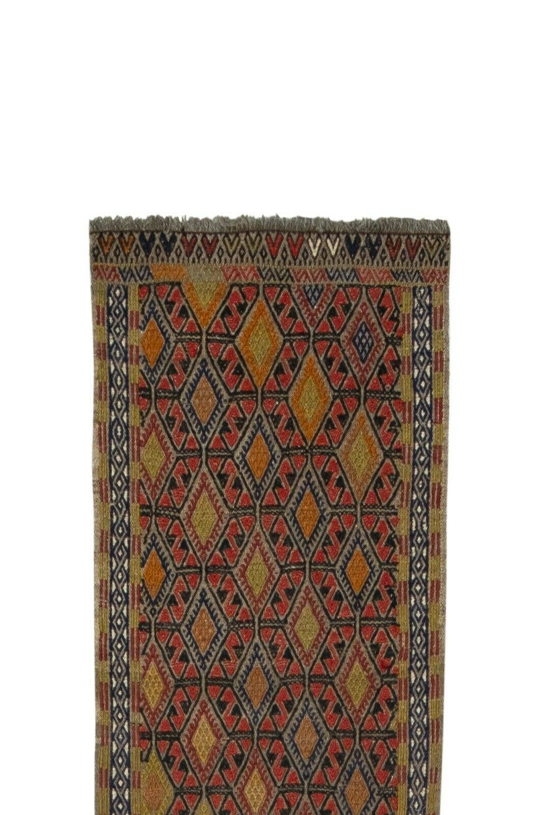 Vintage Turkish Kilim Runner 1'9'' x 13'