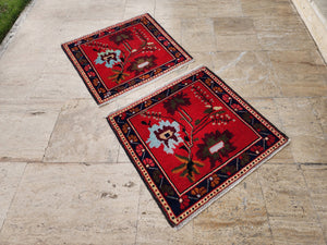 Vintage Turkish Yastik Rugs Set of 2 | 29'' x 31''