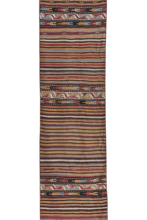 Vintage Turkish Kilim Runner 2'5'' x 25'4''