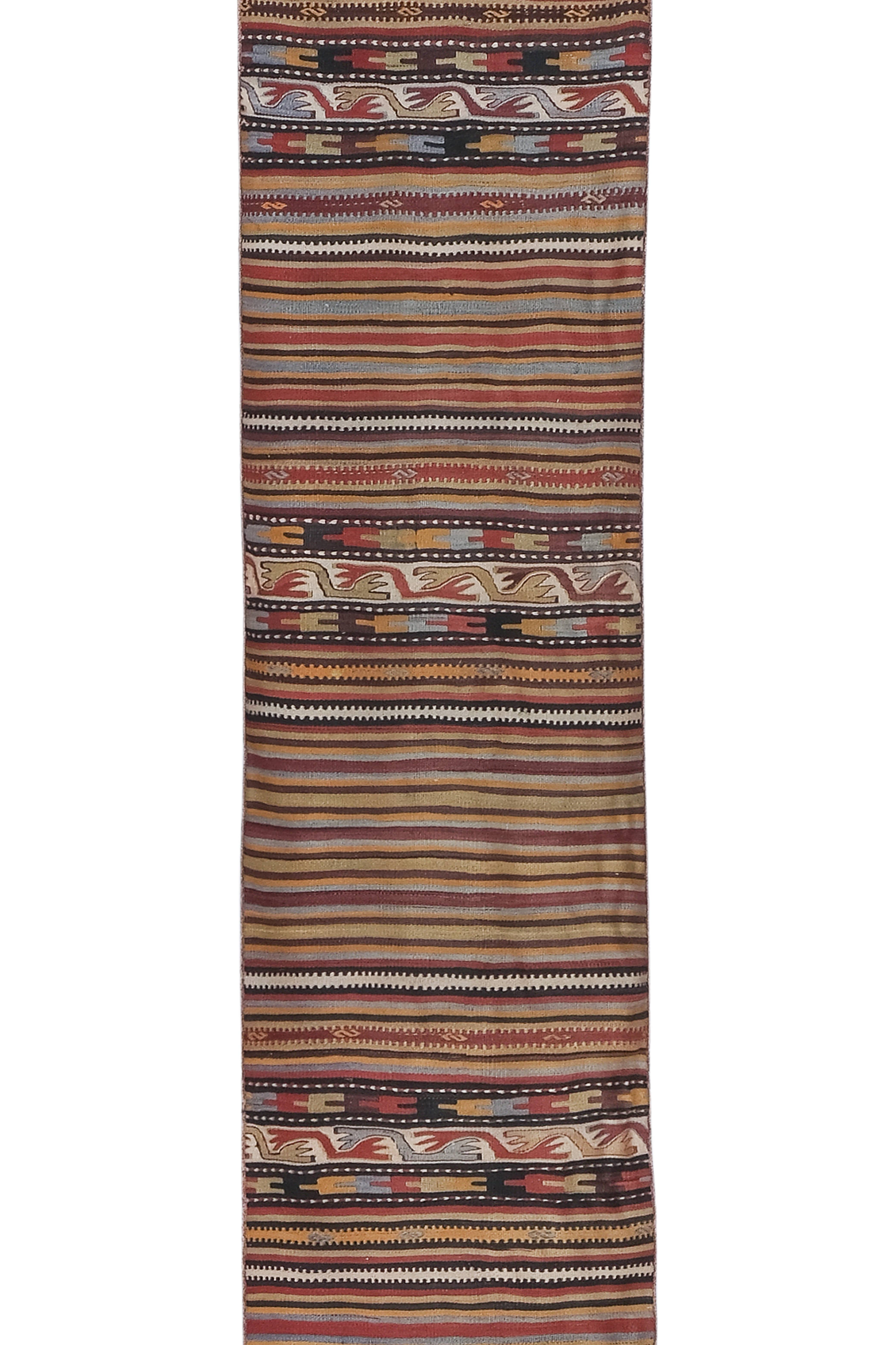 Vintage Turkish Kilim Runner 2'5'' x 25'4''