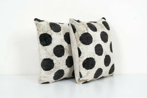 Silk Ikat Velvet Pillow Cover Set of 2 | 16'' x 16''